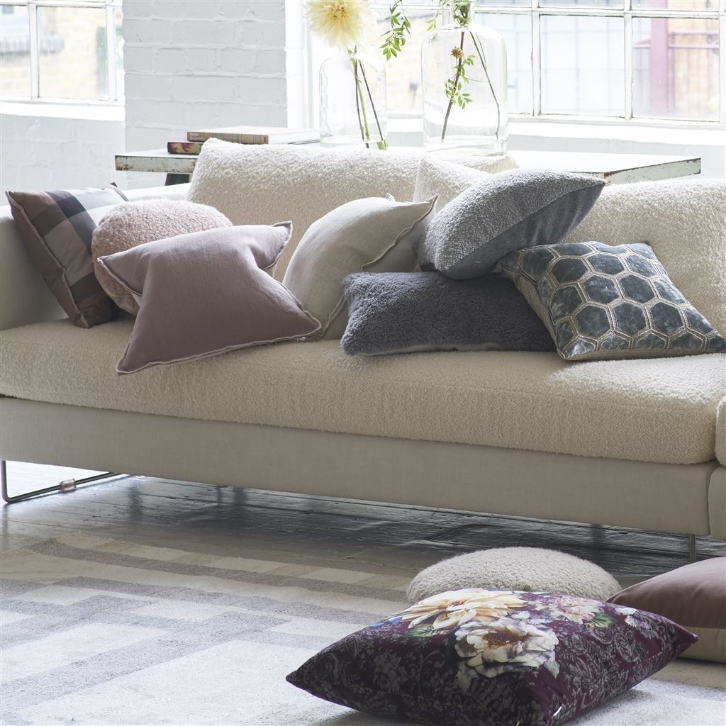 Brera Lino Cameo & Parchment Decorative Pillows on Sofa