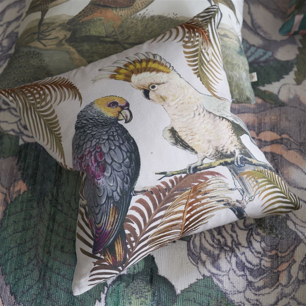 John Derian Parrot And Palm Parchment Decorative Pillow