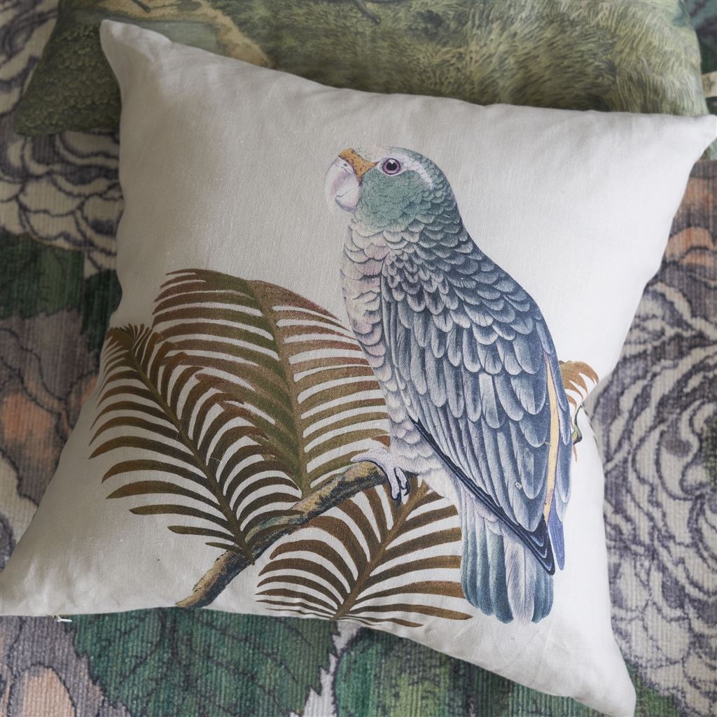 John Derian Parrot And Palm Parchment Decorative Pillow