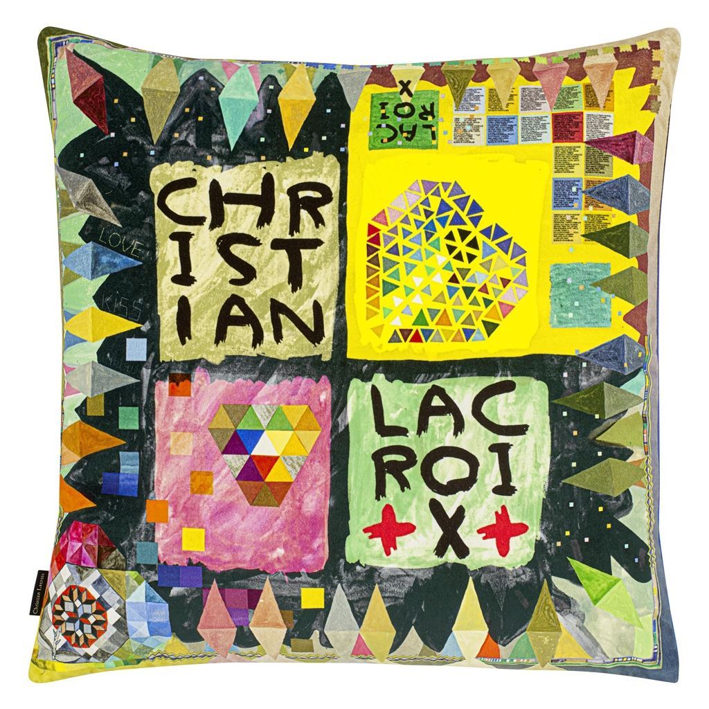 Arlecchino Wood Multicolore Decorative Pillow 1 | Christian Lacroix
