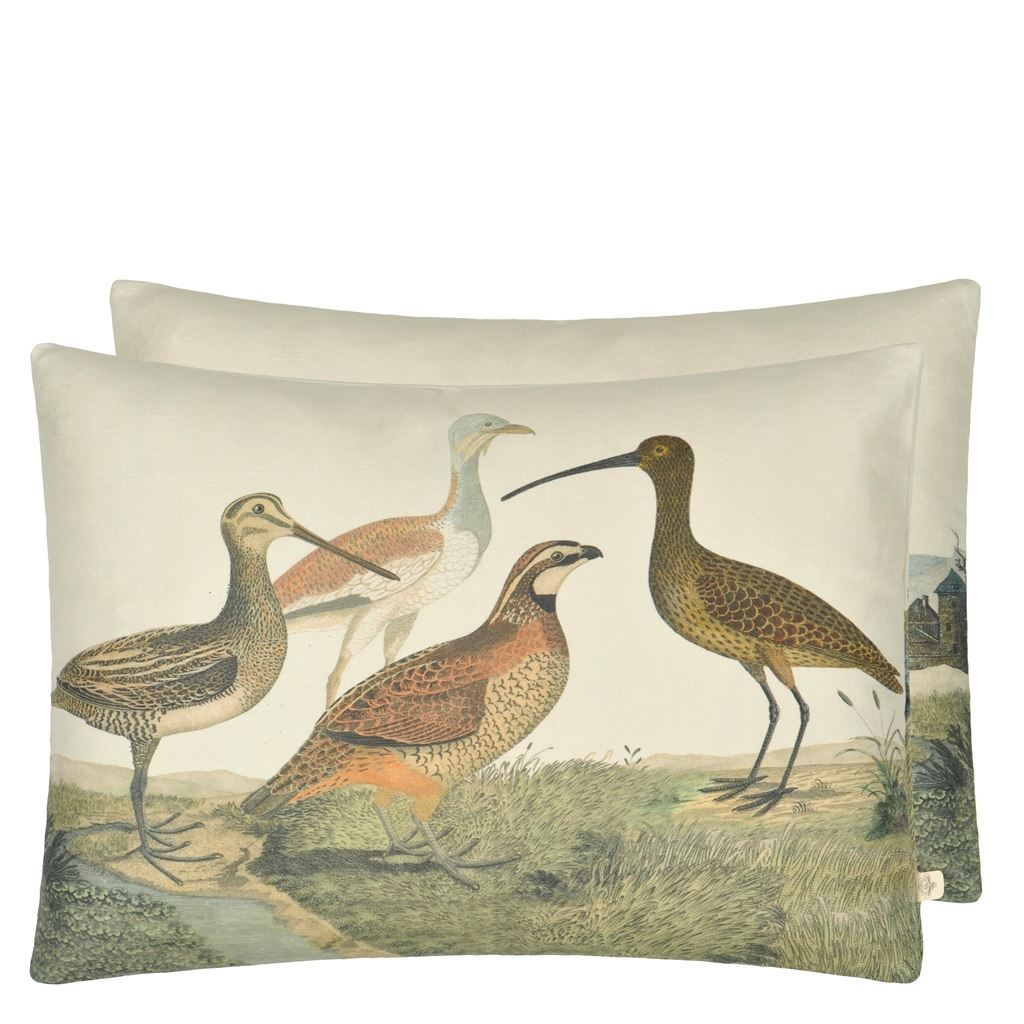 Birds of a Feather Parchment Decorative Pillow - John Derian at Fig Linens and Home