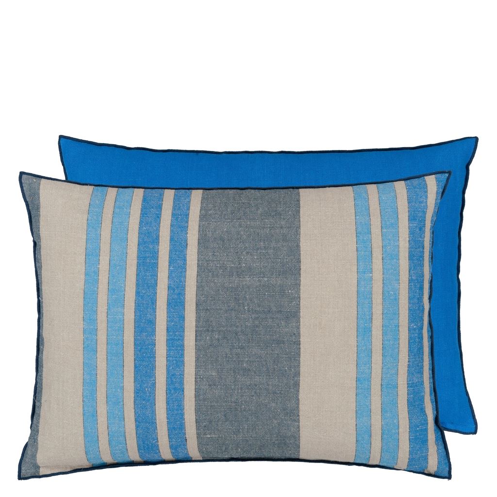 Designers Guild Throw Pillow - Brera Striato Cobalt Decorative Pillow