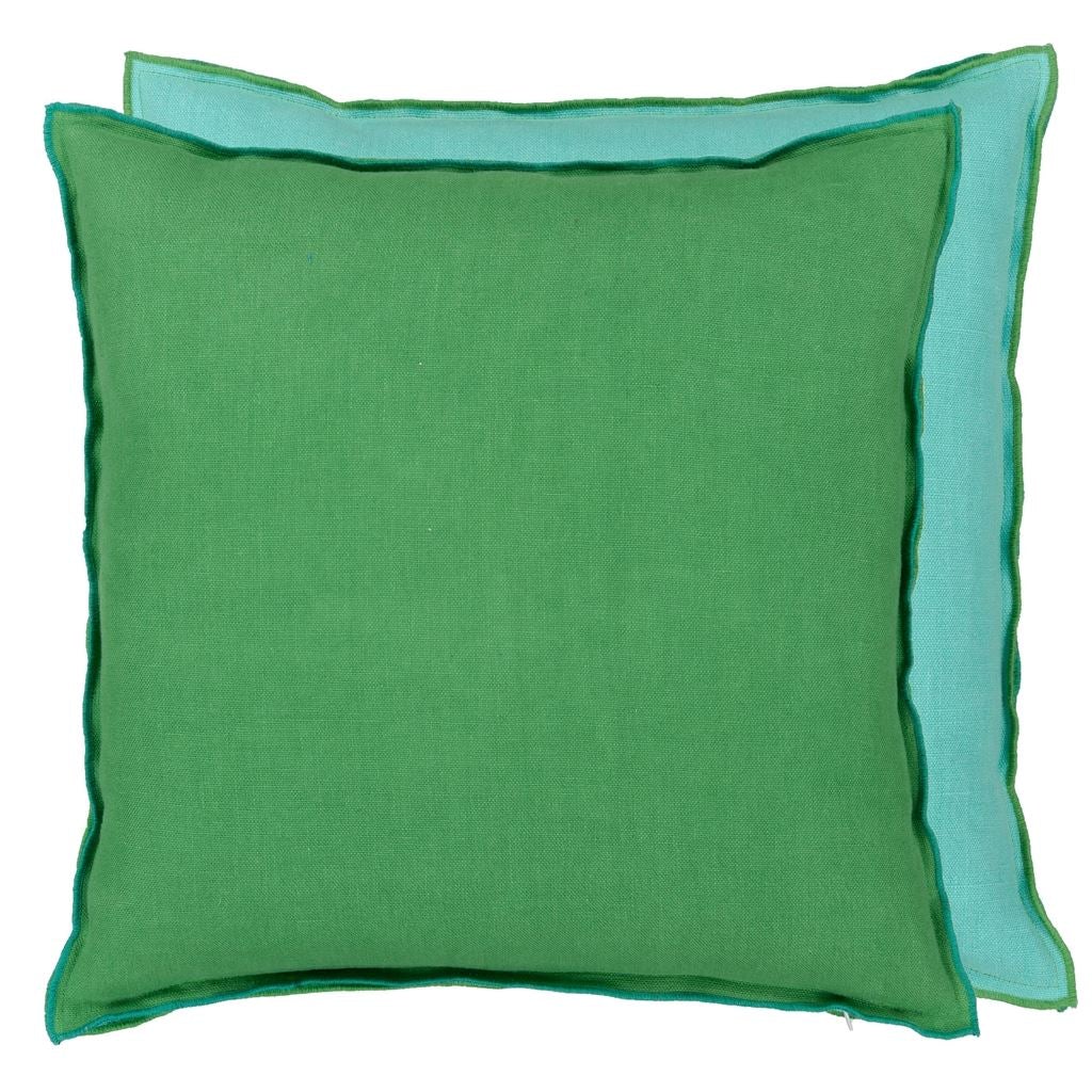 Brera Lino Emerald & Capri Decorative Pillow - Designers Guild Throw Pillow