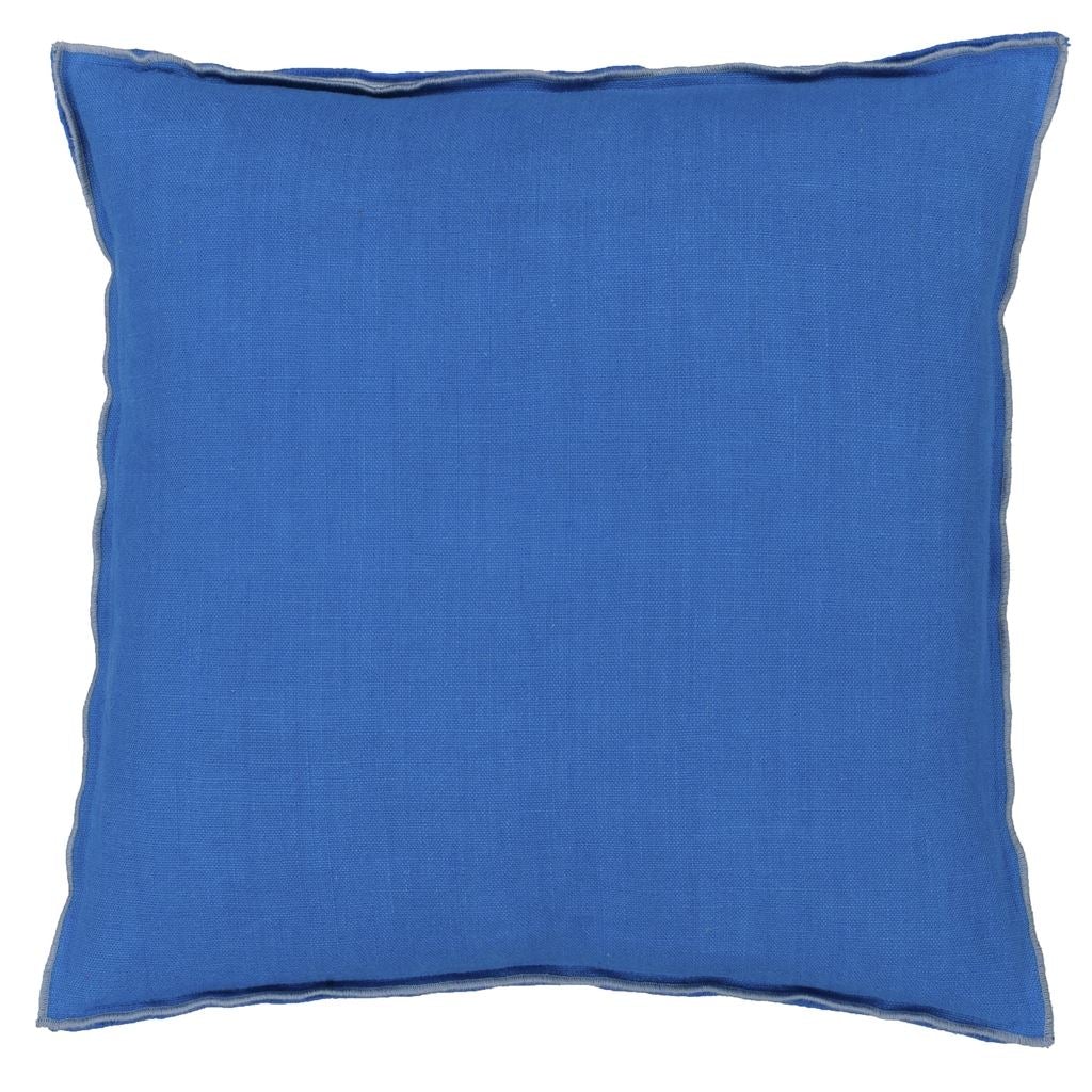 Throw Pillow - Brera Lino Lagoon & Porcelain Decorative Pillow - Side 1 - Fig Linens and Home