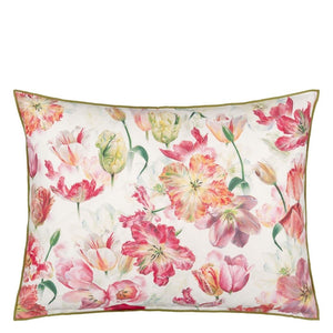 Outdoor Tulip Garden Azalea Decorative Pillow - Front of Pillow - Fig Linens and Home
