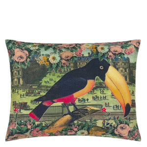 Toucan Floral Sepia Decorative Pillow - John Derian - 2