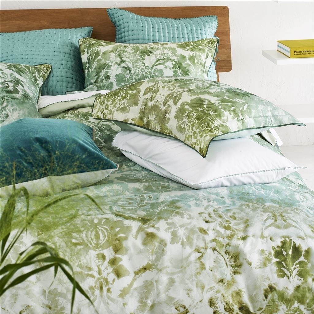 Designers Guild Tarbana Damask Natural Bedding - Close-up - Fig Linens and Home