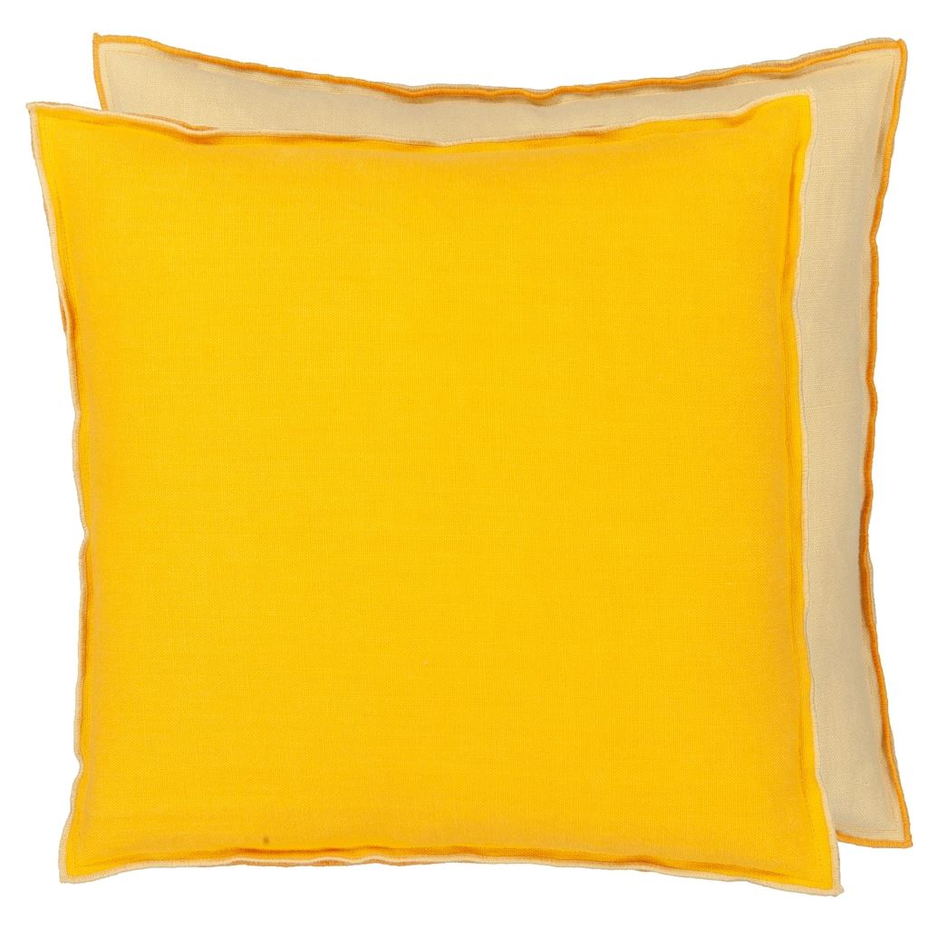 Designers Guild Throw Pillow - Brera Lino Mango &amp; Maize Cushion