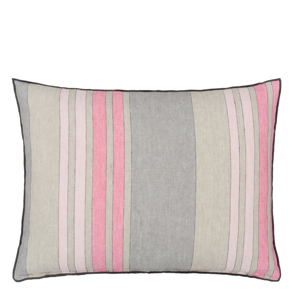 Throw Pillow - Designers Guild Brera Striato Hibiscus - Front of Decorative Pillow