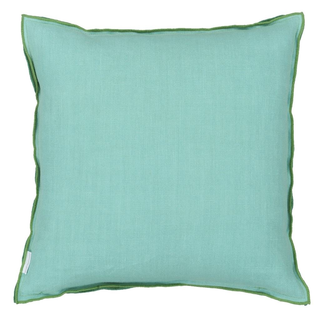 Brera Lino Emerald & Capri Decorative Pillow - Designers Guild - Side 2 Throw Pillow
