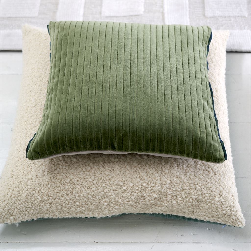 Cassia Cord Antique Jade Decorative Pillow - Pillow Stack 1 - Fig Linens and Home