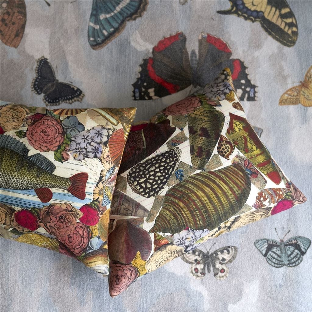Exotic Fish Carmine Decorative Pillow - John Derian - 4