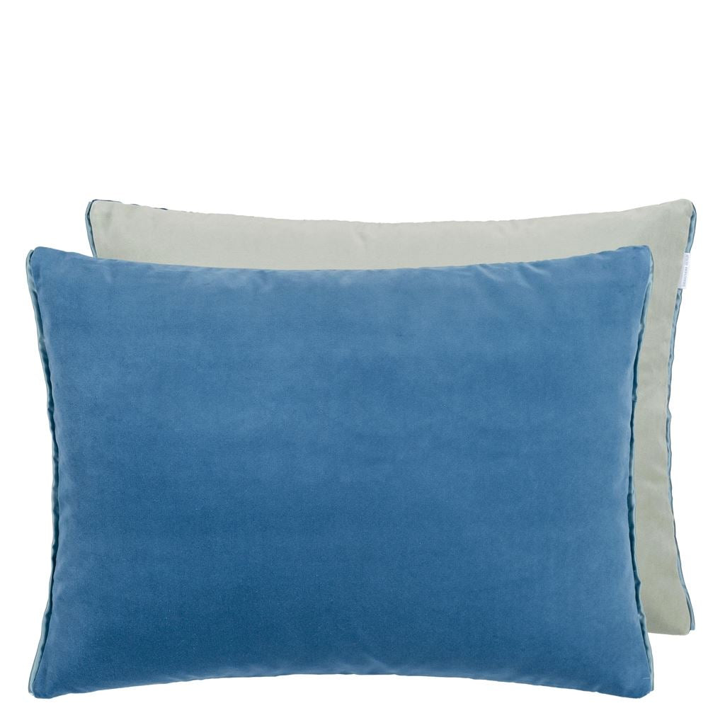 designers guild throw pillow - cassia denim zinc velvet - Fig Linens and Home -59