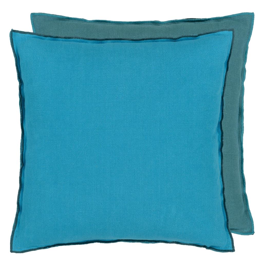 designers guild throw pillow - brera lino indian ocean teal linen - Fig Linens and Home -72
