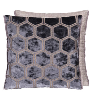 designers guild throw pillow - manipur graphite velvet - Fig Linens and Home -195