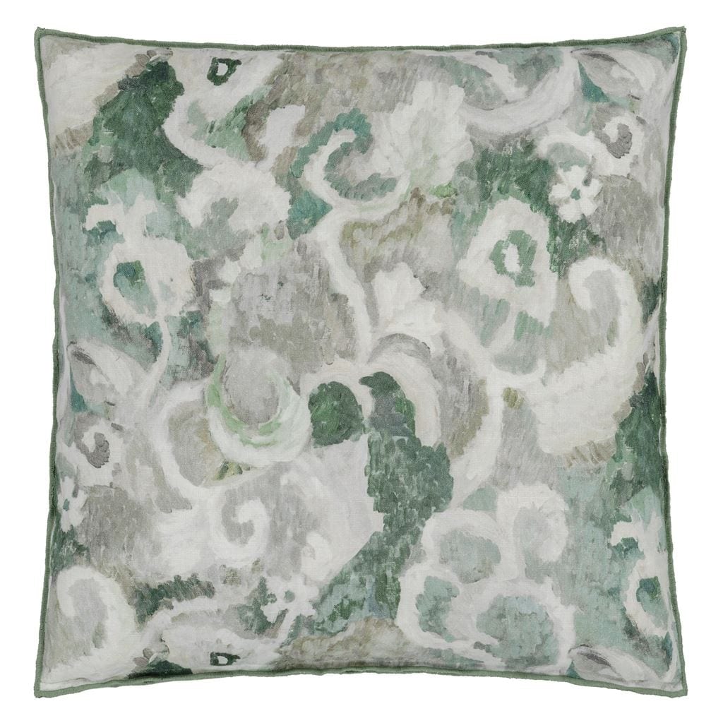 designers guild throw pillow - tapestry flower eau de nil velvet - Fig Linens and Home -201