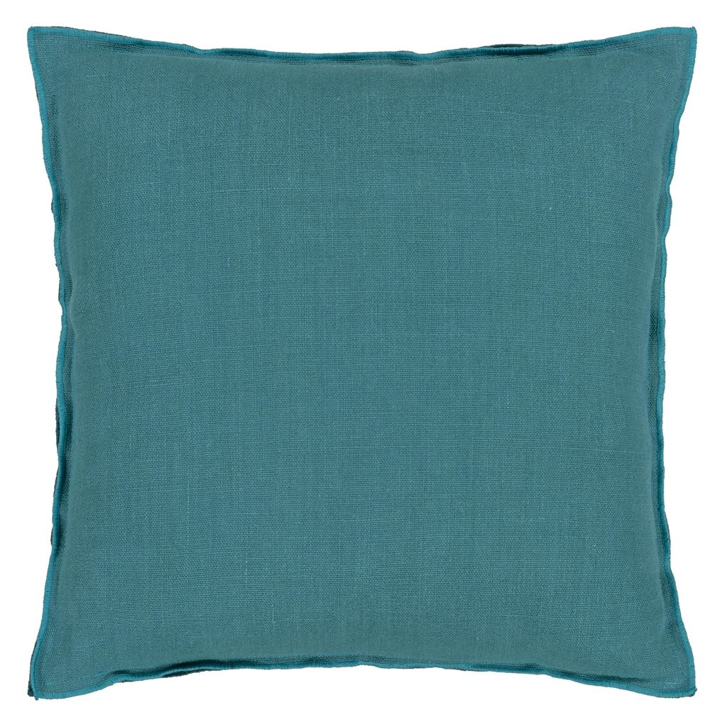 designers guild throw pillow - brera lino indian ocean teal linen - Fig Linens and Home -74