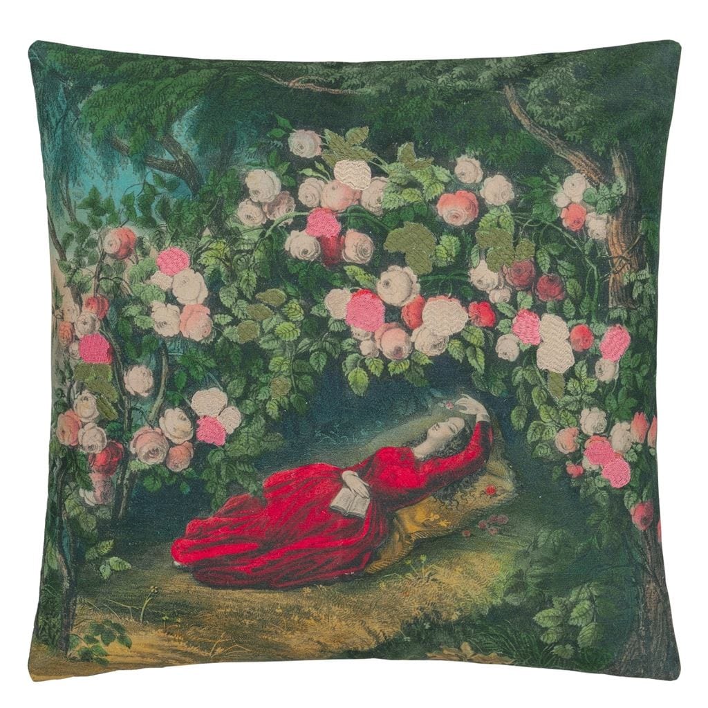 Bower of Roses Forest Decorative Pillow - John Derian - 2