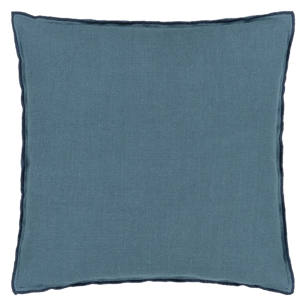 designers guild throw pillow - brera lino midnight chambray linen cushion40
