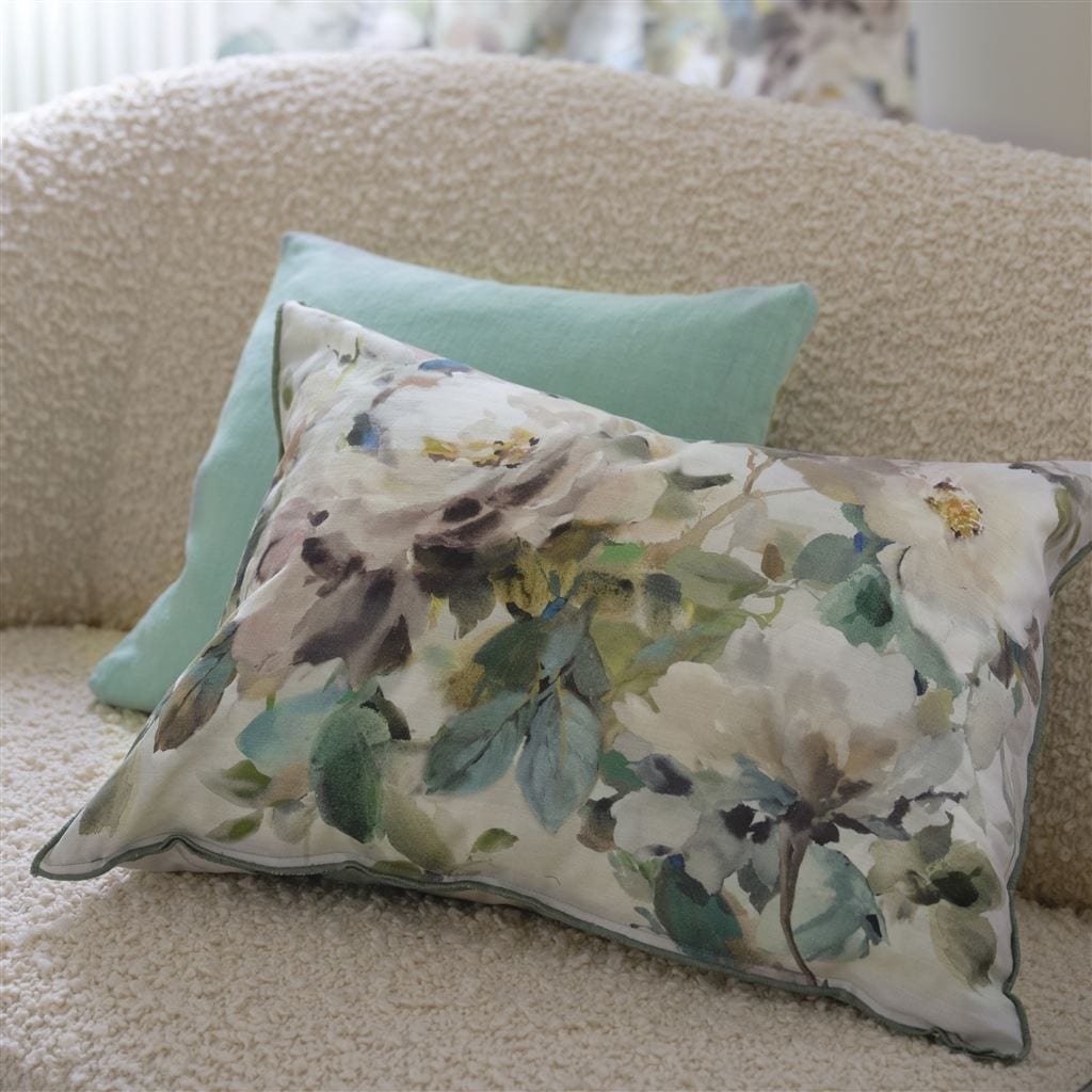 designers guild throw pillow - thelmas garden celadon cotton - Fig Linens and Home -221