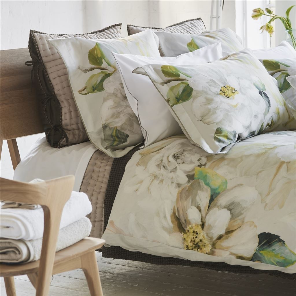 Designers Guild Jardin Botanique Birch Bedding - 100% Cotton Floral Duvet Covers and Pillow Shams