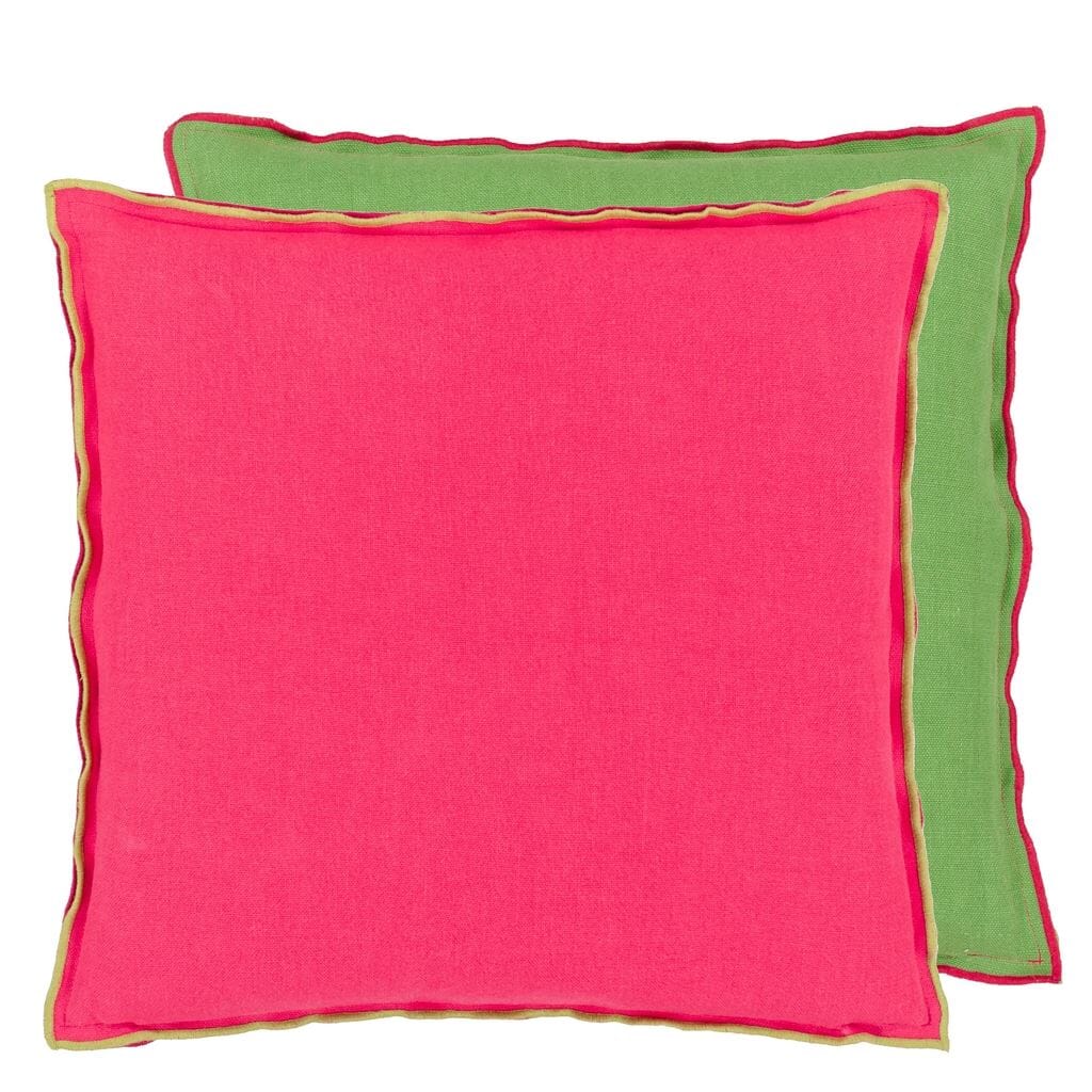 Brera Lino Cerise &amp; Grass Cushion | Designers Guild at Fig Linens and Home