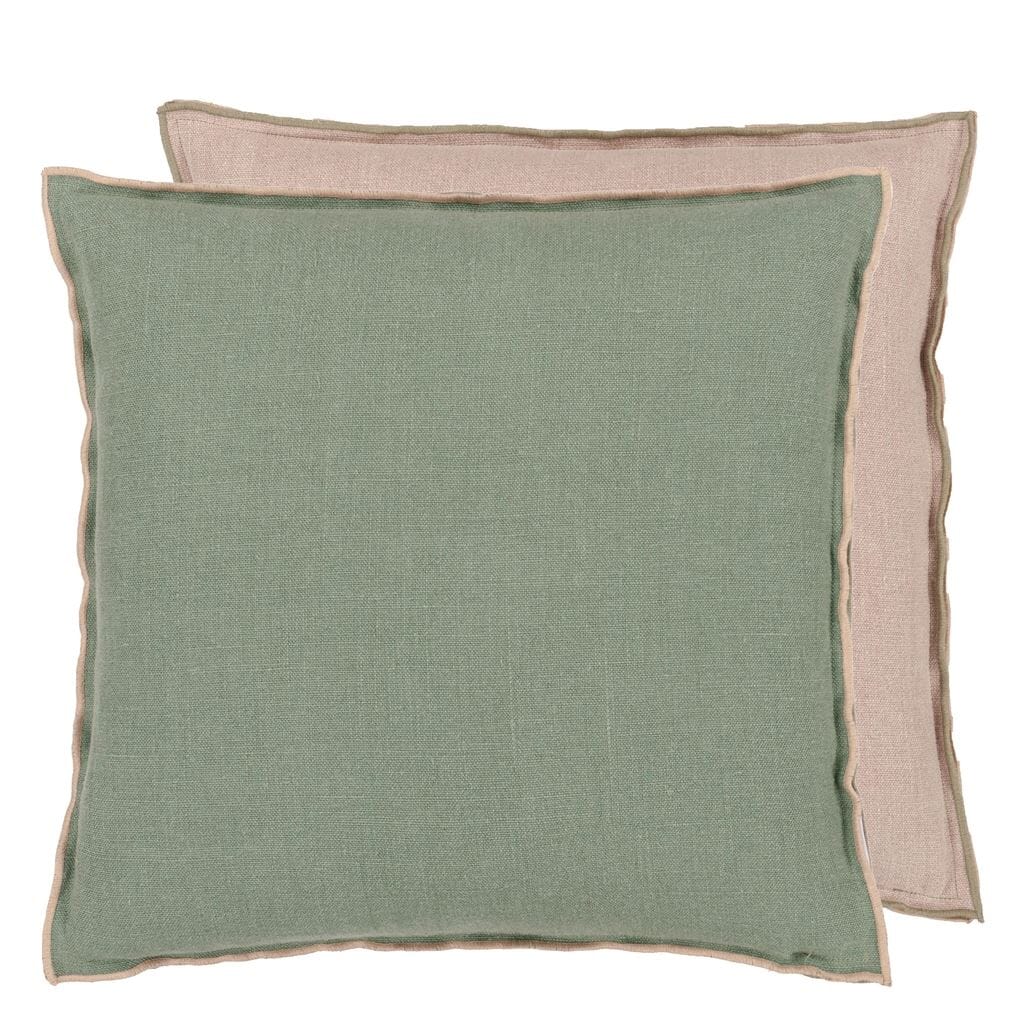 Brera Lino Thyme & Pebble Cushion - Designers Guild Throw Pillow - Fig Linens and Home - Complete