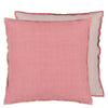 Brera Lino Damask Rose & Travertine Cushion - Fig Linens and Home - Two Sides Shown