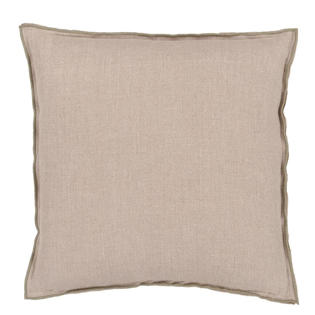 Brera Lino Thyme & Pebble Cushion - Designers Guild Throw Pillow - Fig Linens and Home - Back View