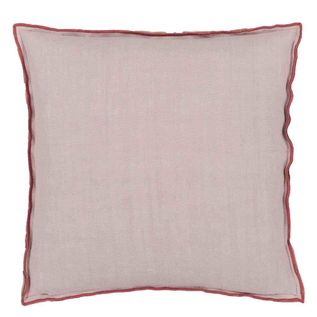 Brera Lino Damask Rose & Travertine Cushion - Fig Linens and Home - Back