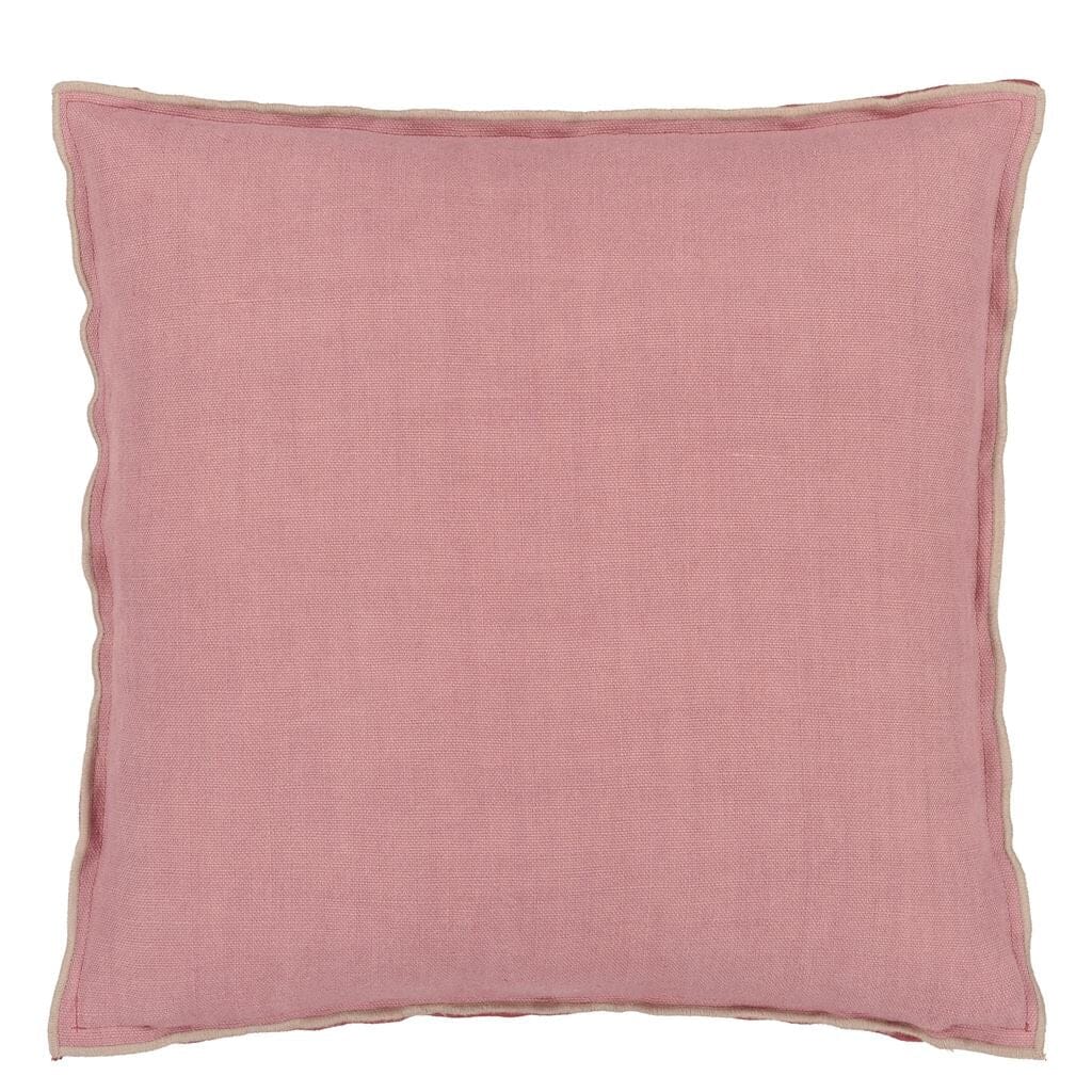 Brera Lino Damask Rose & Travertine Cushion - Fig Linens and Home - Front