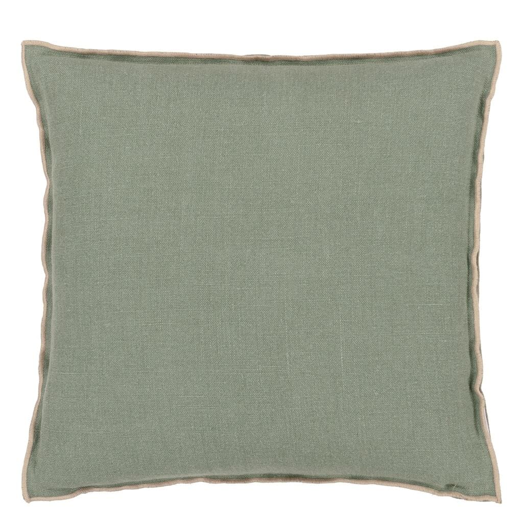 Brera Lino Thyme & Pebble Cushion - Designers Guild Throw Pillow - Fig Linens and Home - Front View
