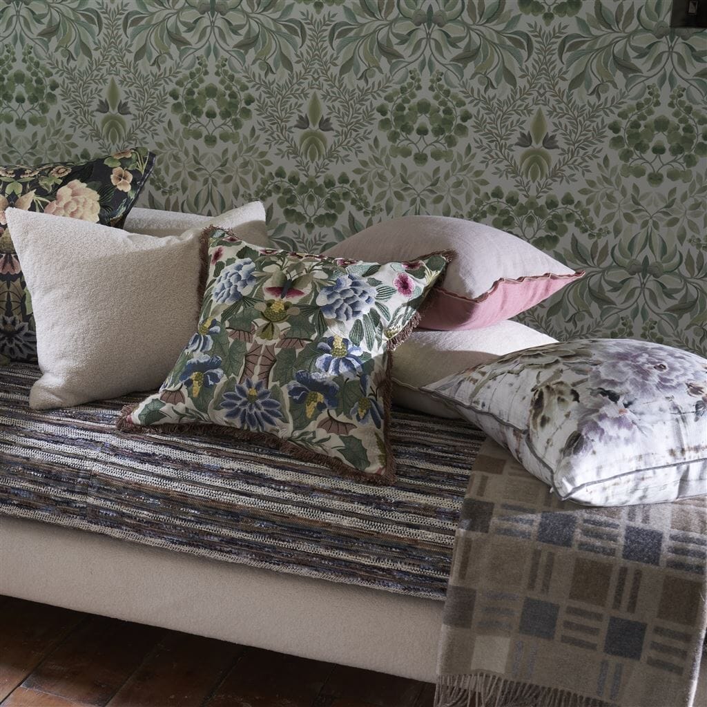Brera Lino Damask Rose & Travertine Cushion - Fig Linens and Home -  Lifestyle Image