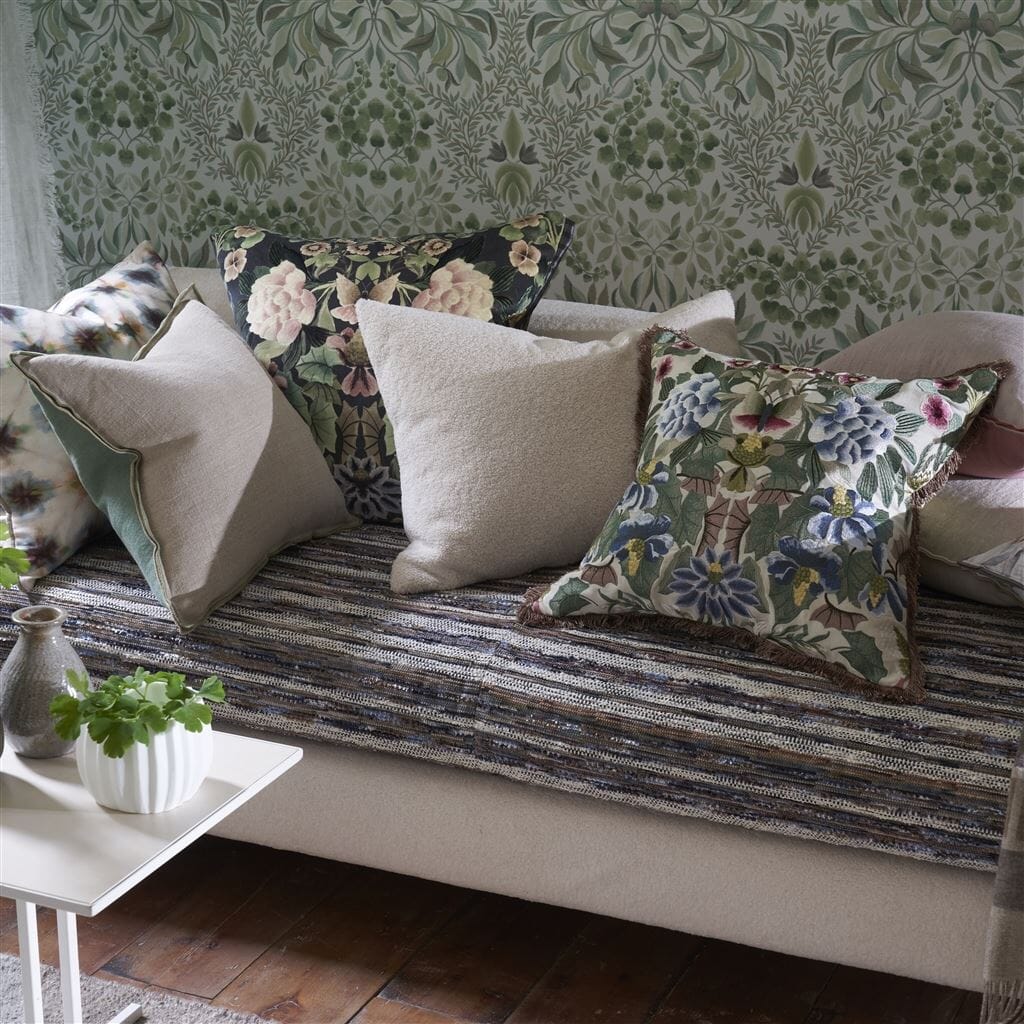 Brera Lino Thyme & Pebble Cushion - Designers Guild Throw Pillow - Fig Linens and Home - Lifestyle