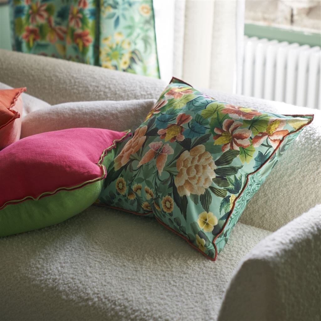 Ikebana Damask Aqua Throw Pillow - Designers Guild - Fig Linens and Home - Lifestyle 3