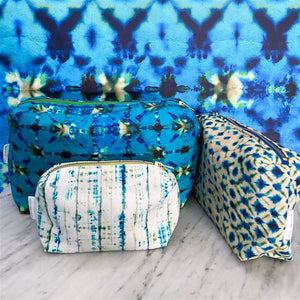 Designers Guild Shibori Blue Medium Toiletry Bag