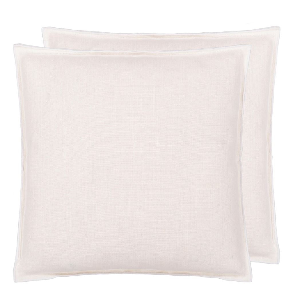 Brera Lino - Alabaster with White overlocked edge - Cushion - 17&quot; x 17&quot;
