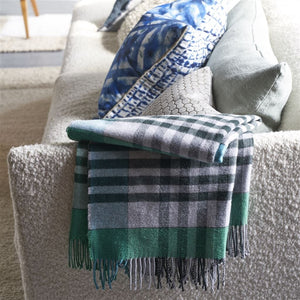 Throw Blanket - Bankura Emerald Throw - Designers Guild at Fig Linens and Home 14