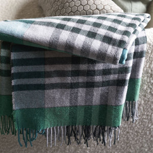 Throw Blanket - Bankura Emerald Throw - Designers Guild at Fig Linens and Home 15