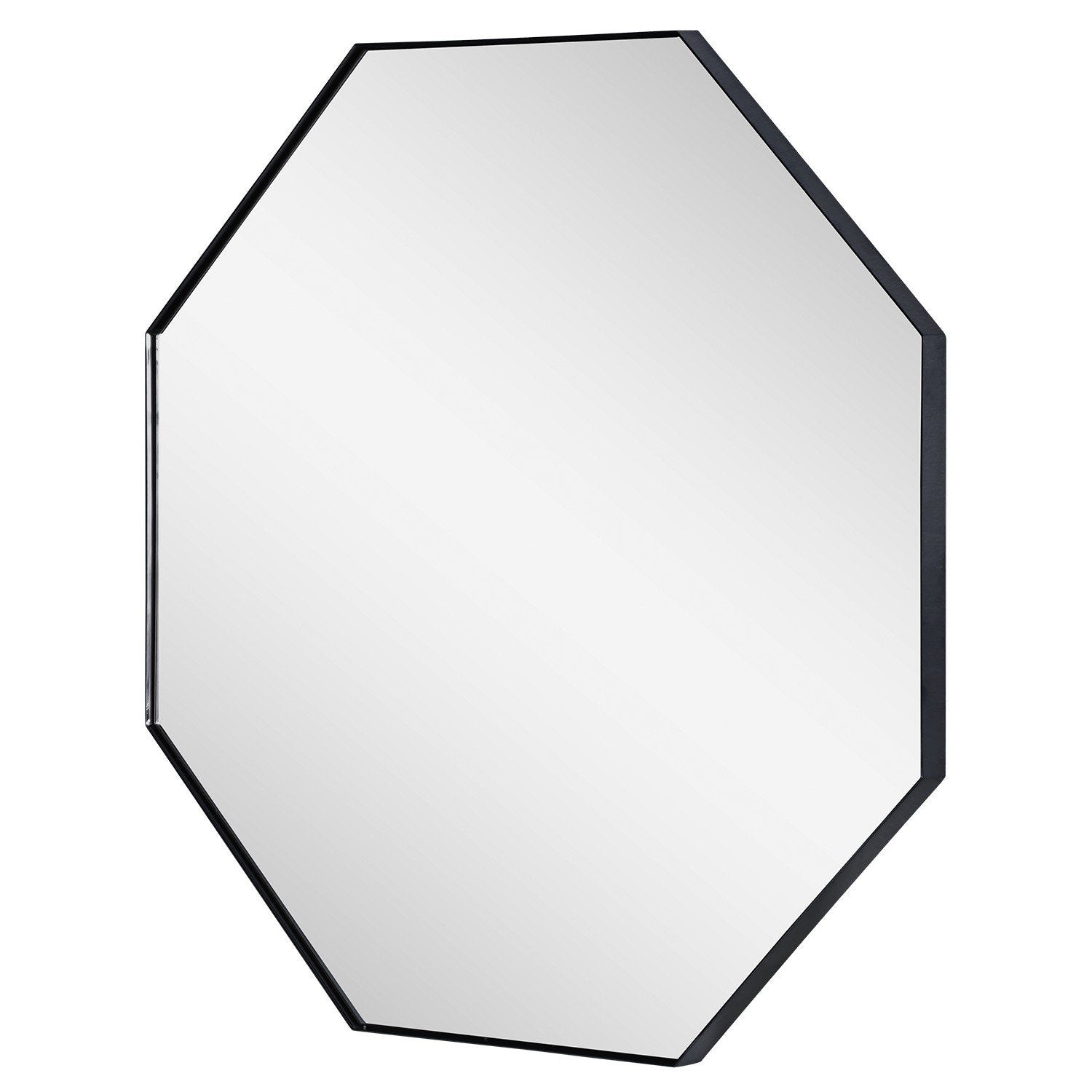 Fig Linens - Mirror Image Home - Black Nickel Octagonal Wall Mirror - Side