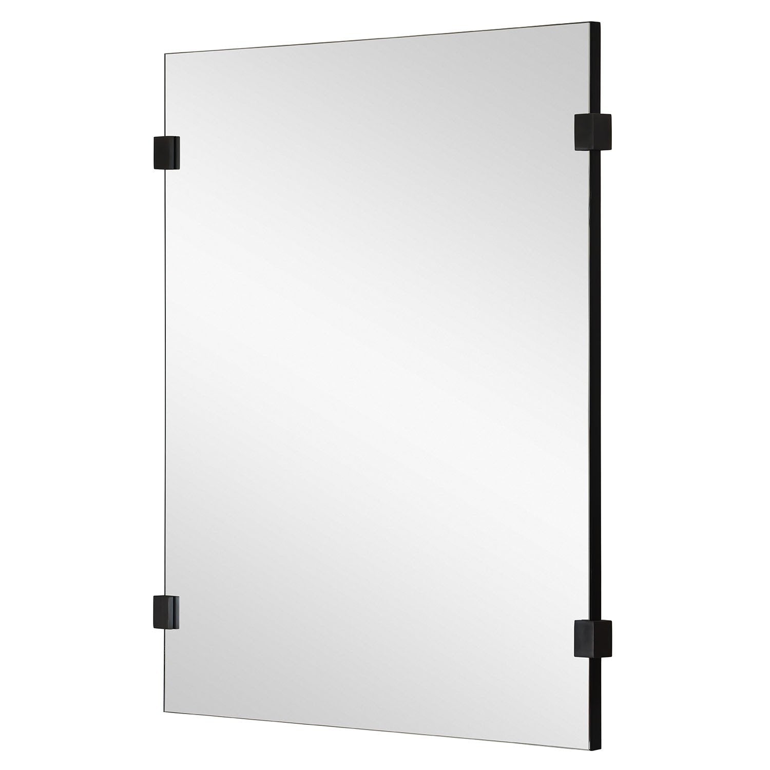 Fig Linens - Mirror Image Home - Rectangular Wall Mirror with Black Nickel Clips - Side