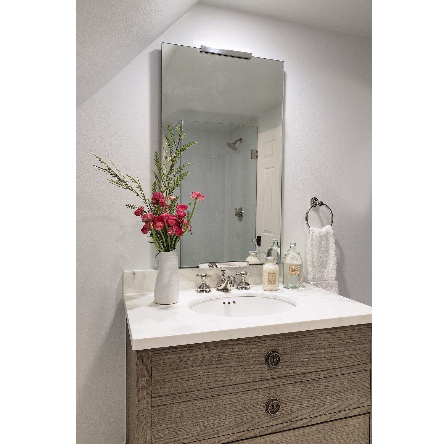 Fig Linens - Mirror Image Home - Rectangular Wall Mirror with Stainless Steel Details - Lifestyle
