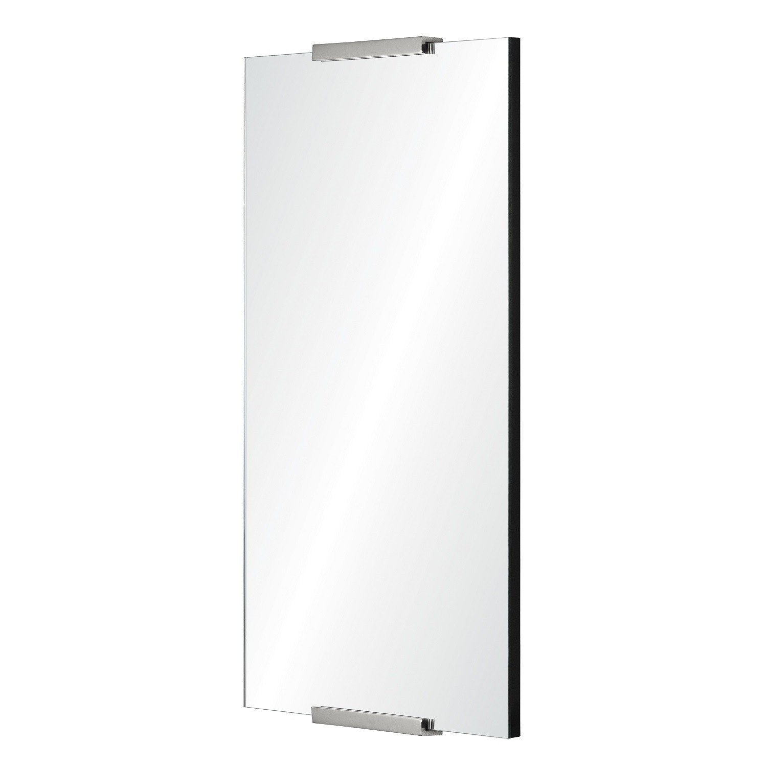 Fig Linens - Mirror Image Home - Rectangular Wall Mirror with Stainless Steel Details - Side