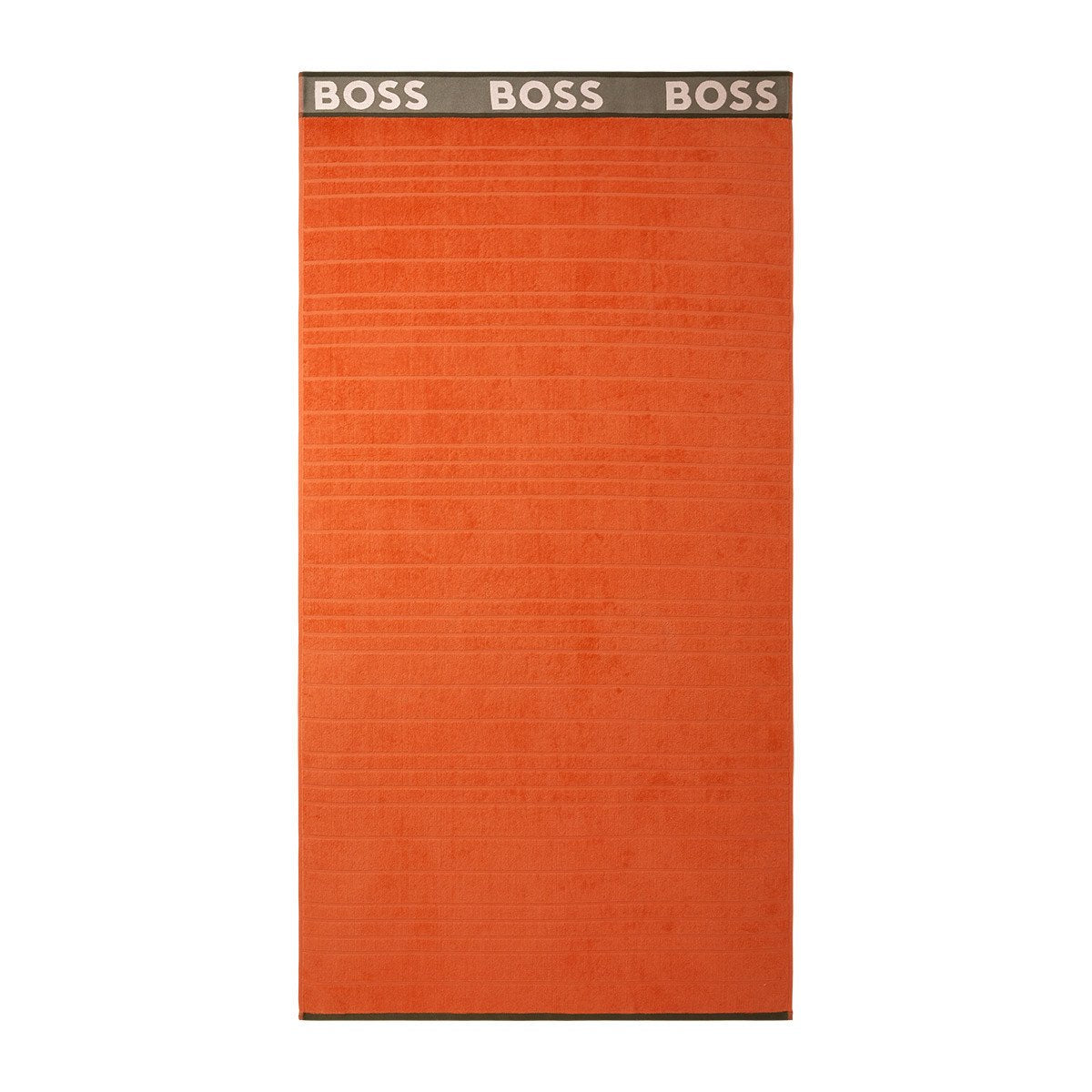 100% Cotton Beach Towel - Striped Logo Chili Orange Beach Towel by Hugo Boss | Fig Linens