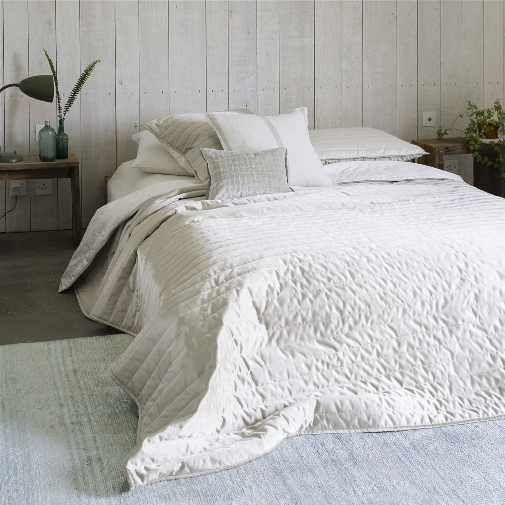 Tiber Chalk and Linen Quilts and Shams - Designers Guild