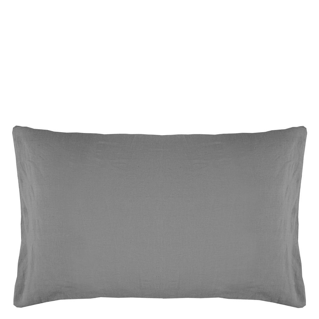 Designers Guild Biella Pale Grey and Dove 100% Linen Pillowcase | Fig Linens