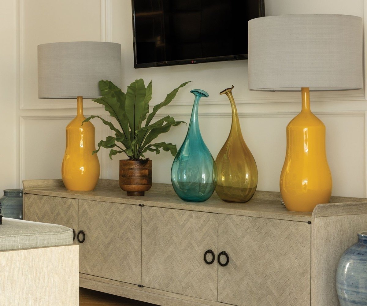 Appia Ochre Table Lamps | William Yeoward Lifestyle Image at Fig Linens