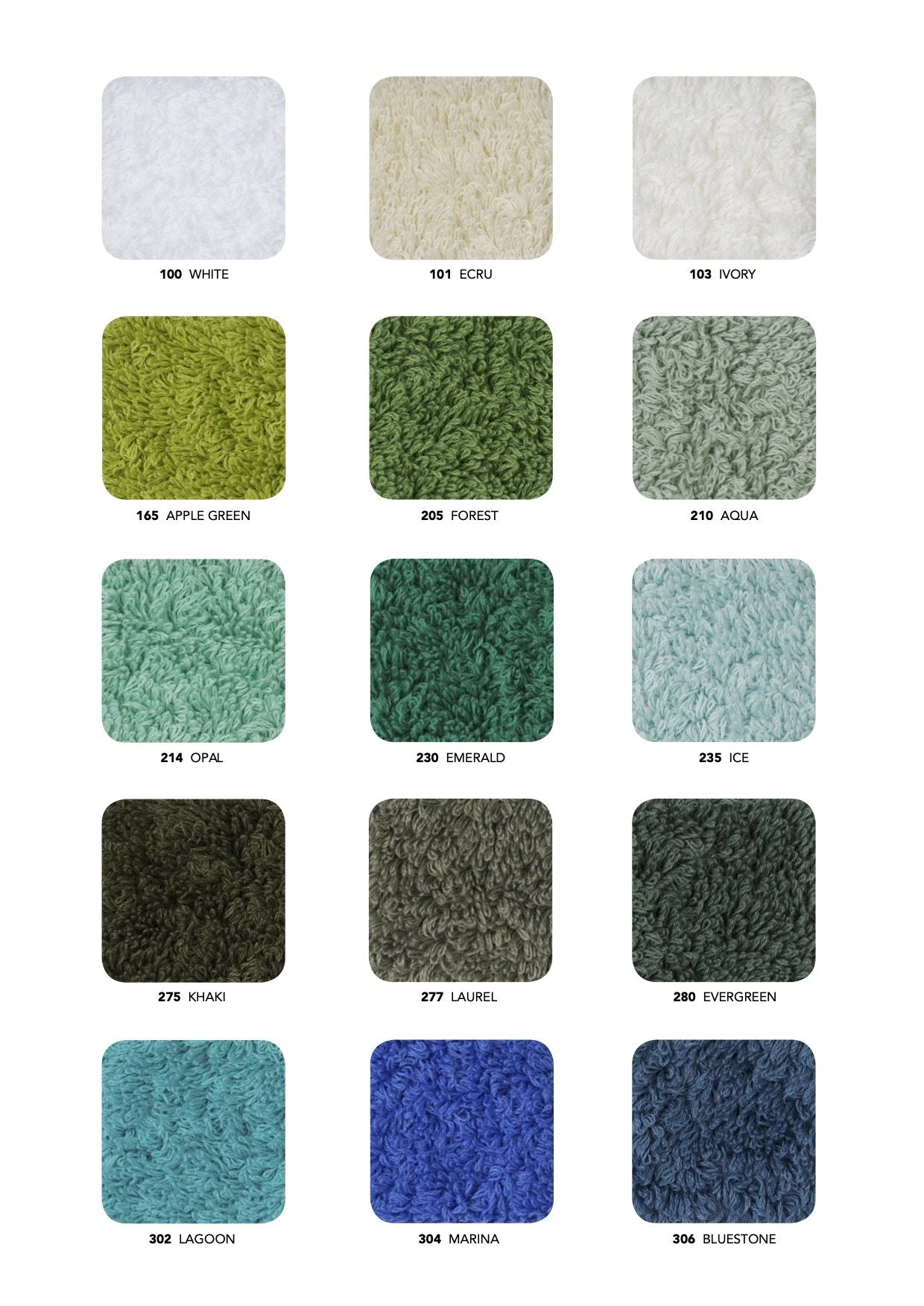 Super Pile Bath Sheet by Abyss and Habidecor - Color Chart - Green/Blue