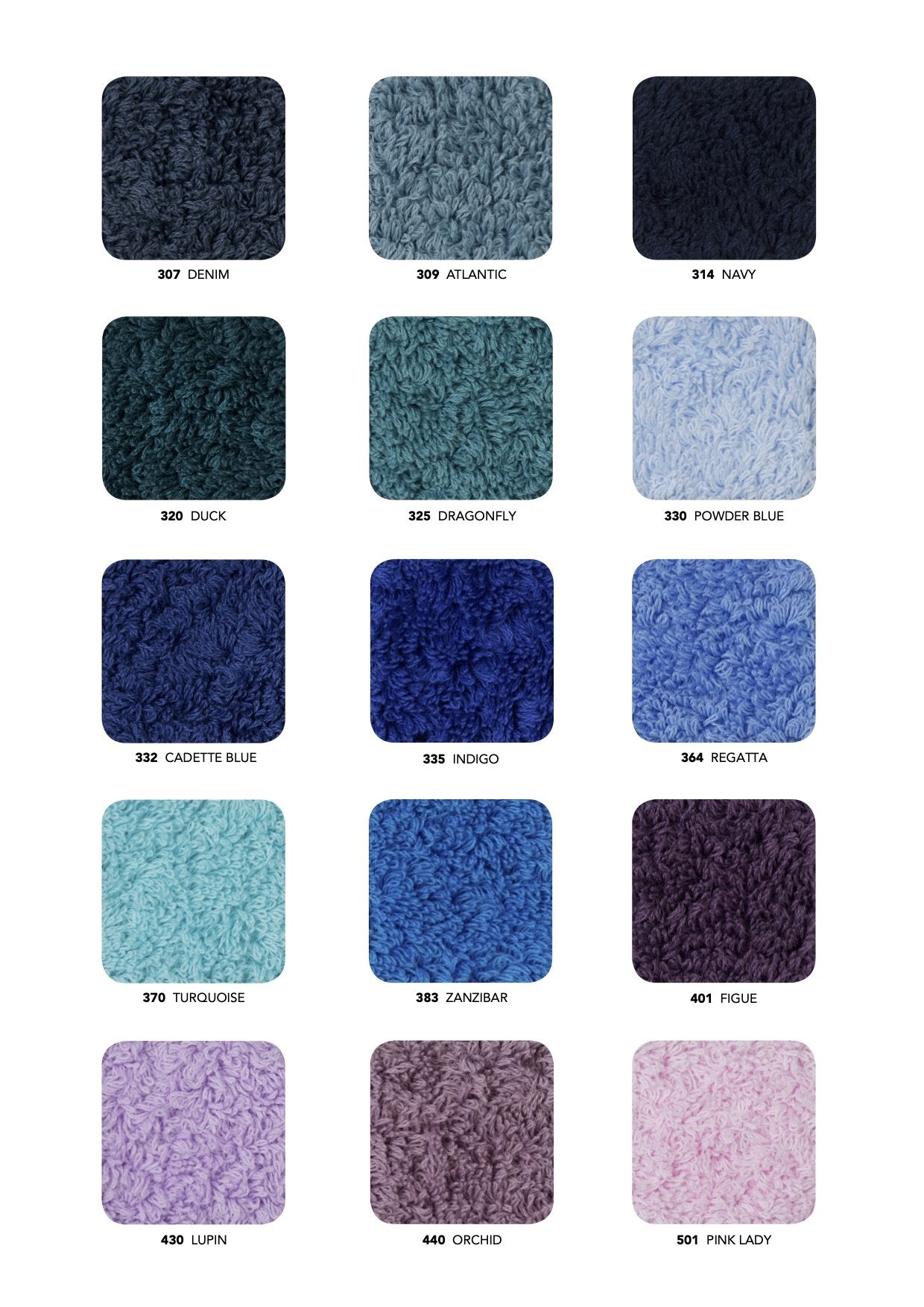 Super Pile Bath Towels by Abyss and Habidecor - Color Chart - Blue/Purple