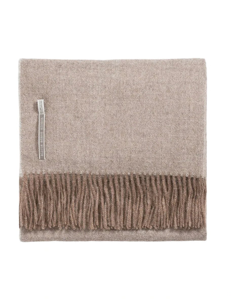 Alicia Adams Alpaca Throw in Clay Herringbone